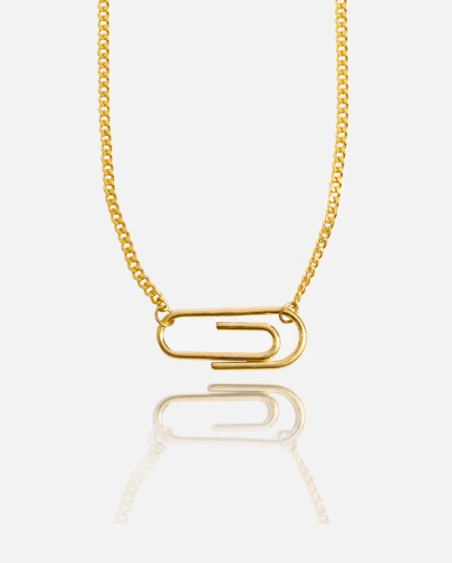 Paper Clip Necklace - Gold