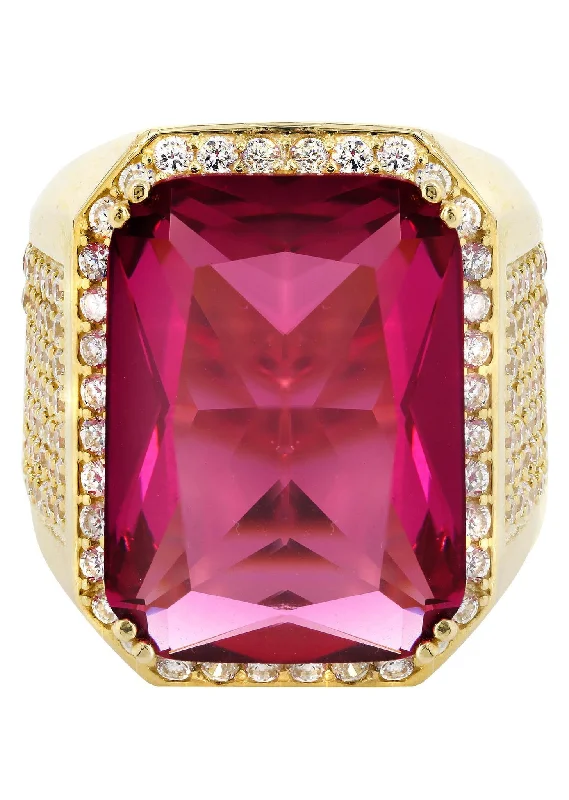 Ruby 10K Gold Mens Ring | 21.8 Grams