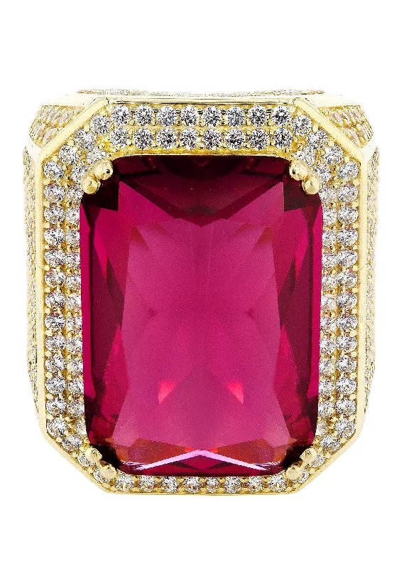 Ruby 10K Gold Mens Ring | 26.7 Grams