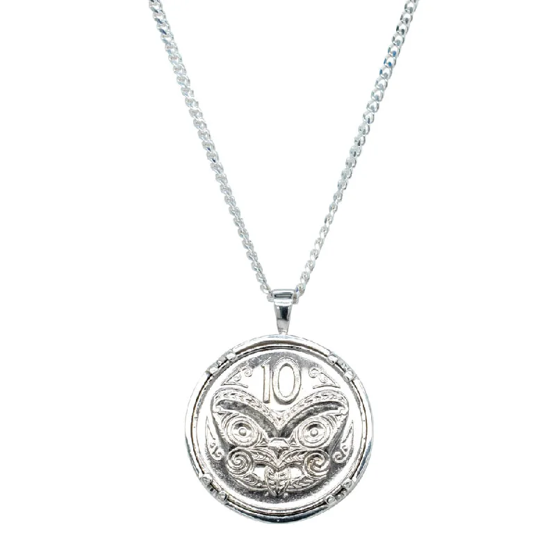 Sterling Silver Koruru Coin Pendant with Curb Chain