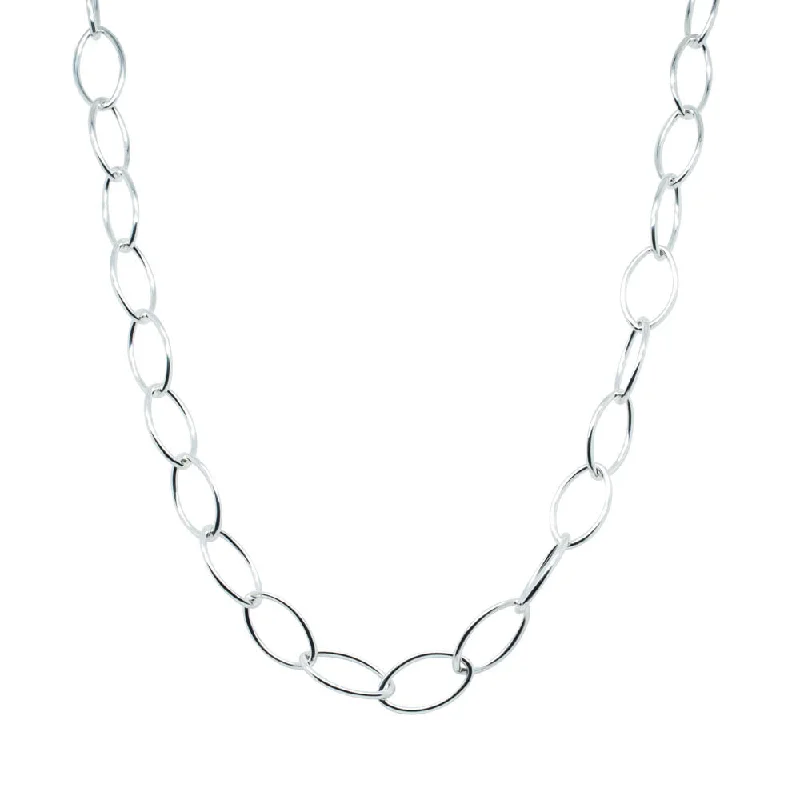 Sterling Silver Navette Link Necklace