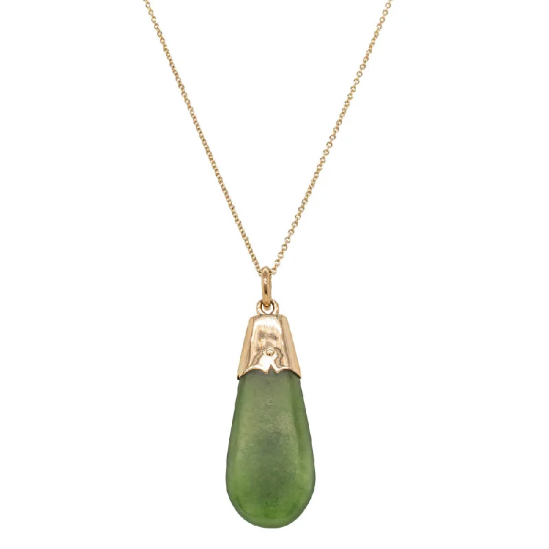 Vintage 9ct Yellow Gold Greenstone Pendant