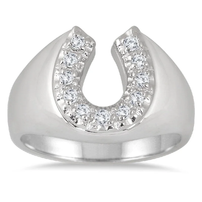 1/4 Carat TW Horseshoe Diamond Men's Ring in 10K White Gold