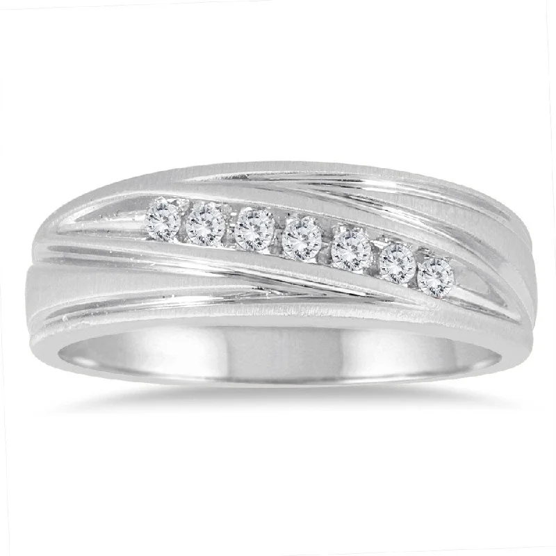 1/4 Carat TW Men's Diamond Channel Ring in 10K White Gold