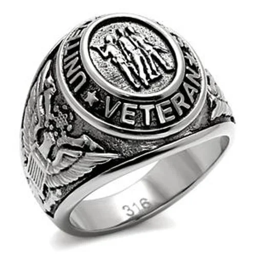 316 Stainless Steel US Military Veteran Mens Wide Band Ring