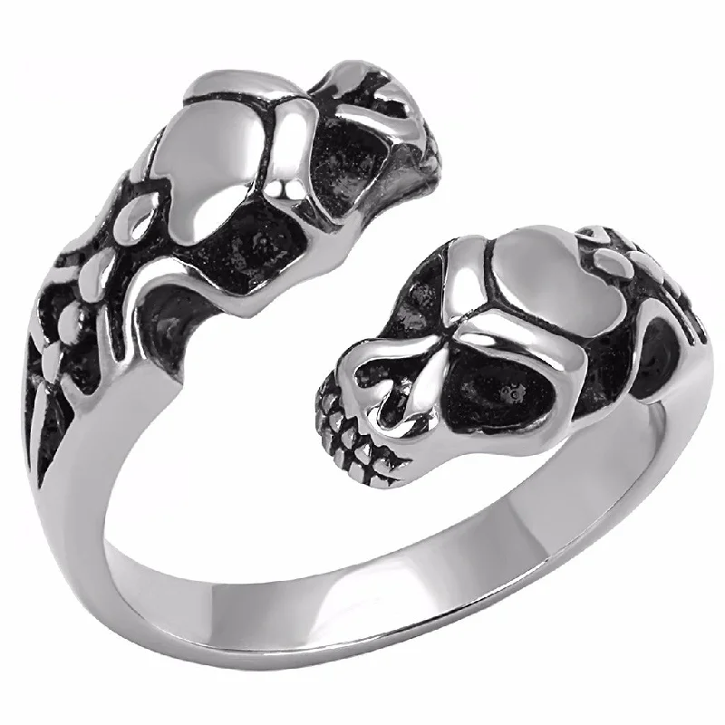 Double Snake Head Shape 316 Stainless Steel Mens Ring