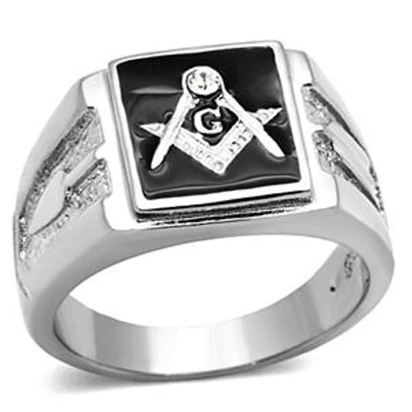 Front Face Solid Back 316 Stainless Steel Mason Men's Ring