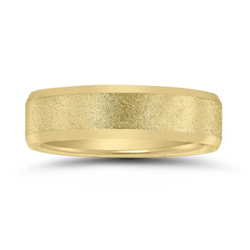 Men's 6mm Stone Finish Wedding Band in 10K Yellow Gold