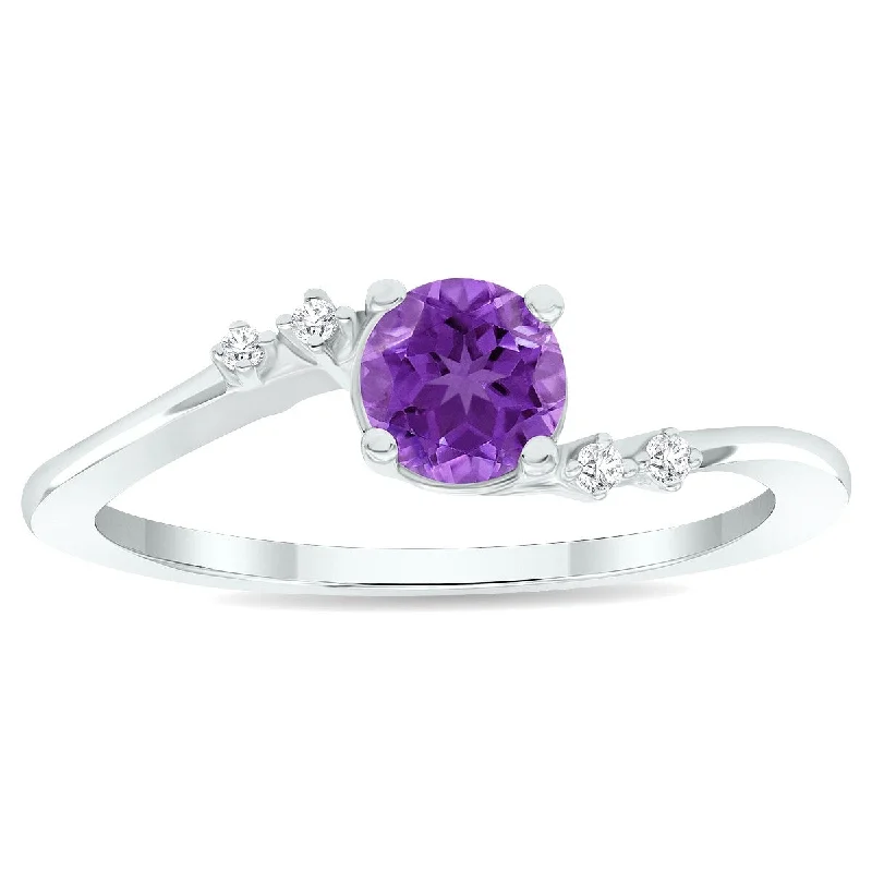 Women's Amethyst and Diamond Tierra Ring in 10K White Gold