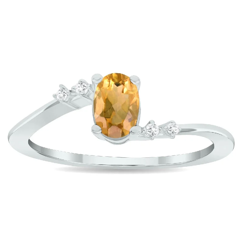 Women's Citrine and Diamond Tierra Ring in 10K White Gold