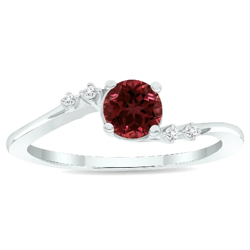 Women's Garnet and Diamond Tierra Ring in 10K White Gold