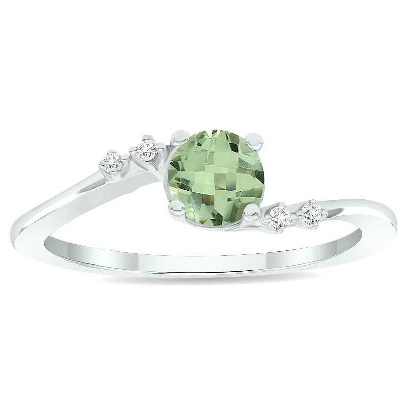 Women's Green Amethyst and Diamond Tierra Ring in 10K White Gold