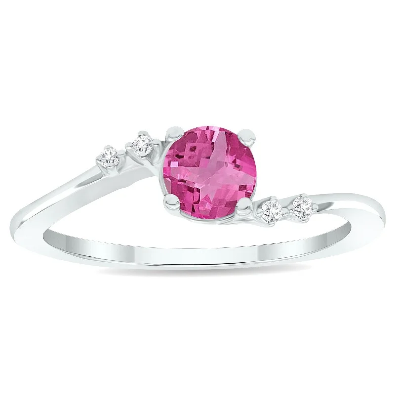 Women's Pink Topaz and Diamond Tierra Ring in 10K White Gold