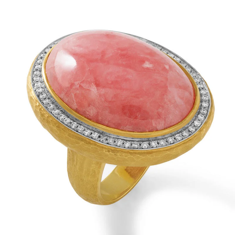 Women's Rhodochrosite and Diamond Ring