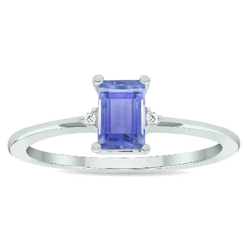 Women's Tanzanite and Diamond Classic Band in 10K White Gold